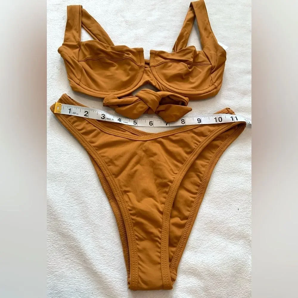 L*space Bikini Set Camellia Top & Cabana Bitsy Bottom Bronze Size Small NEW